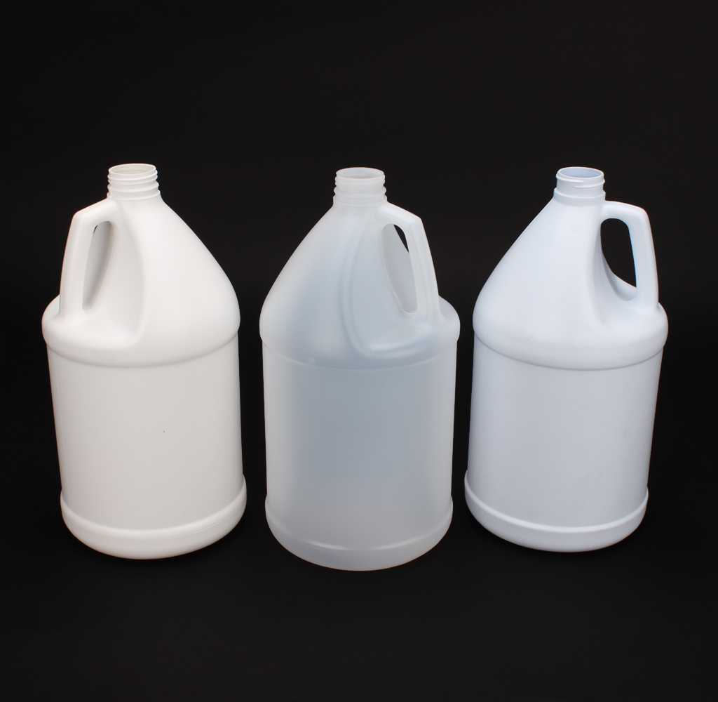 8 Plastic clear and white Gallons #215